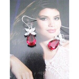 Ruby Red cubic zirconia Dangle Earrings